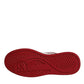 Red White Printed Leather Low Top Men Sneakers Shoes