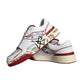 Red White Printed Leather Low Top Men Sneakers Shoes