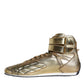 Gold Leather Sartoria High Top Sneakers Shoes