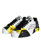Multicolor Graffiti Leather Low Top Sneakers Shoes
