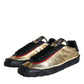 Black Gold Polyester Low Top Sneakers Shoes