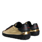 Black Gold Polyester Low Top Sneakers Shoes