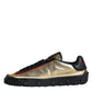Black Gold Polyester Low Top Sneakers Shoes