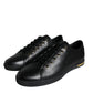 Black Gold Leather Classic Sneakers Shoes