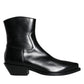 Black Leather Ankle Boots Booties Shoes