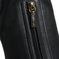 Black Leather Logo Knee High Boots Shoes