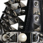 Black Leather Studs Embellished Combat Boots Shoes
