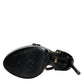 Black Keira Leather Crystals Sandals Heels Shoes
