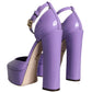 Purple Leather Platform Ankle Strap Sandals Shoes