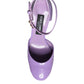Purple Leather Platform Ankle Strap Sandals Shoes