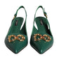 Dark Green DG Amore Leather Slingbacks Shoes