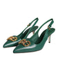 Dark Green DG Amore Leather Slingbacks Shoes