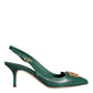 Dark Green DG Amore Leather Slingbacks Shoes