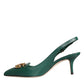 Dark Green DG Amore Leather Slingbacks Shoes