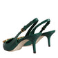 Dark Green DG Amore Leather Slingbacks Shoes