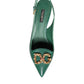 Dark Green DG Amore Leather Slingbacks Shoes