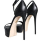 Black Lamb Leather Ankle Strap Sandals Shoes