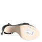 Black Lamb Leather Ankle Strap Sandals Shoes