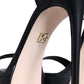 Black Lamb Leather Ankle Strap Sandals Shoes