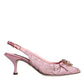 Pink Taormina Lace Crystal Heel Slingbacks Shoes