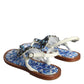Multicolor Leather Crystals Flats Sandals Shoes