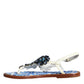 Multicolor Leather Crystals Flats Sandals Shoes