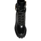 Black Calf Leather Logo Trekking Biker Boots Shoes