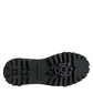 Black Leather Combat Mid Calf Boots Shoes
