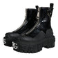 Black Leather Rubber Logo Ankle Boots Shoes