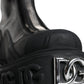 Black Leather Rubber Logo Ankle Boots Shoes