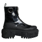 Black Leather Rubber Logo Ankle Boots Shoes