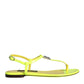Yellow Leather DG Logo Flats Sandals Shoes