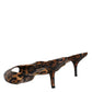Brown Leopard Leather Slides Heels Sandals Shoes