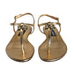 Gold Leather DG Logo Flats Sandals Shoes