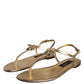 Gold Leather DG Logo Flats Sandals Shoes