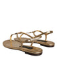 Gold Leather DG Logo Flats Sandals Shoes