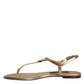 Gold Leather DG Logo Flats Sandals Shoes