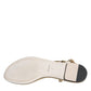 Gold Leather DG Logo Flats Sandals Shoes