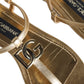 Gold Leather DG Logo Flats Sandals Shoes