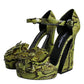 Green Exotic Leather Ankle Strap Heels Sandals Shoes