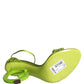 Green Lace Logo Heels Ankle Strap Sandals Shoes
