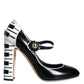 Black White Piano Keys Mary Janes Heels Shoes