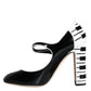Black White Piano Keys Mary Janes Heels Shoes