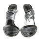 Metalic Silver Strap Stilettos Sandals Shoes