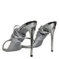 Metalic Silver Strap Stilettos Sandals Shoes