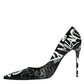 Black Graffiti Leather High Heels Pumps Shoes