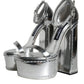 Silver Leather Platform Ankle Strap Sandals Shoes