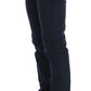 Elegant Blue Slim Fit Cotton Stretch Pants