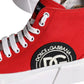 Red White Canvas Logo Sneakers Boots Shoes