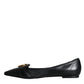Black Devotion Leather Pointy Flats Shoes